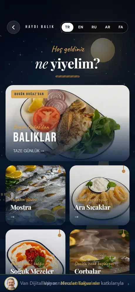 Haydi Balık menü ekranı